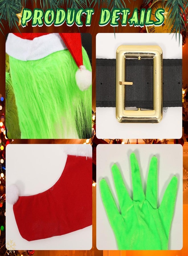 Varuotu Kids Christmas Green Big Monster Costume Mask Furry Costume Santa Outfit Christmas Costumes Props - Image 4